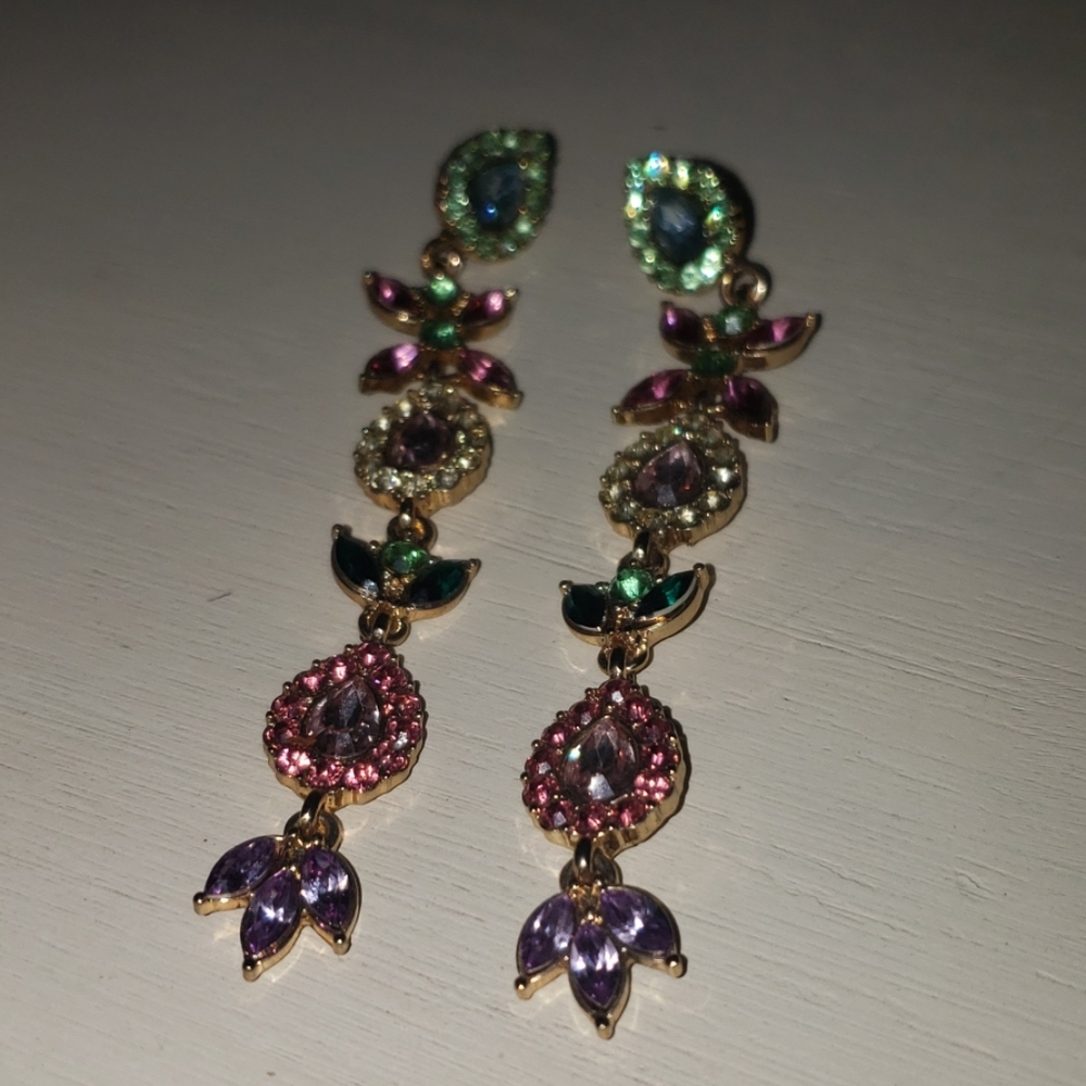 Colorful hand made faux gemstone drop earrings